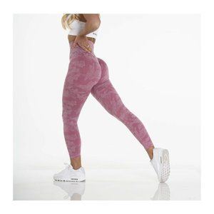 NVGTN Seamless Ankle Leggings Pink Camo Marled Size L High Rise